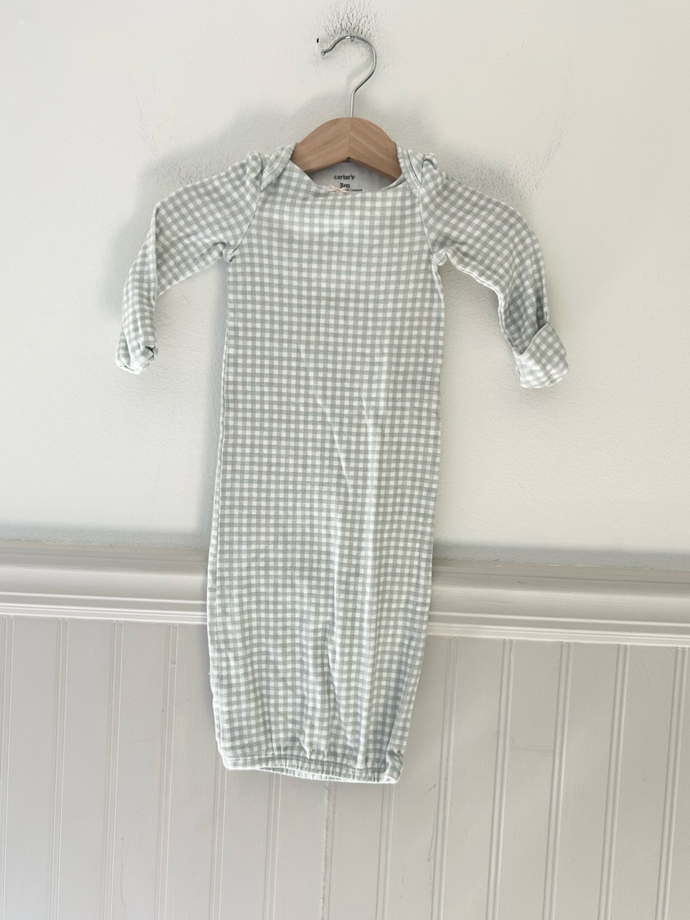 Carter's 3 Months Mint Green Gingham Baby Sleep Sack